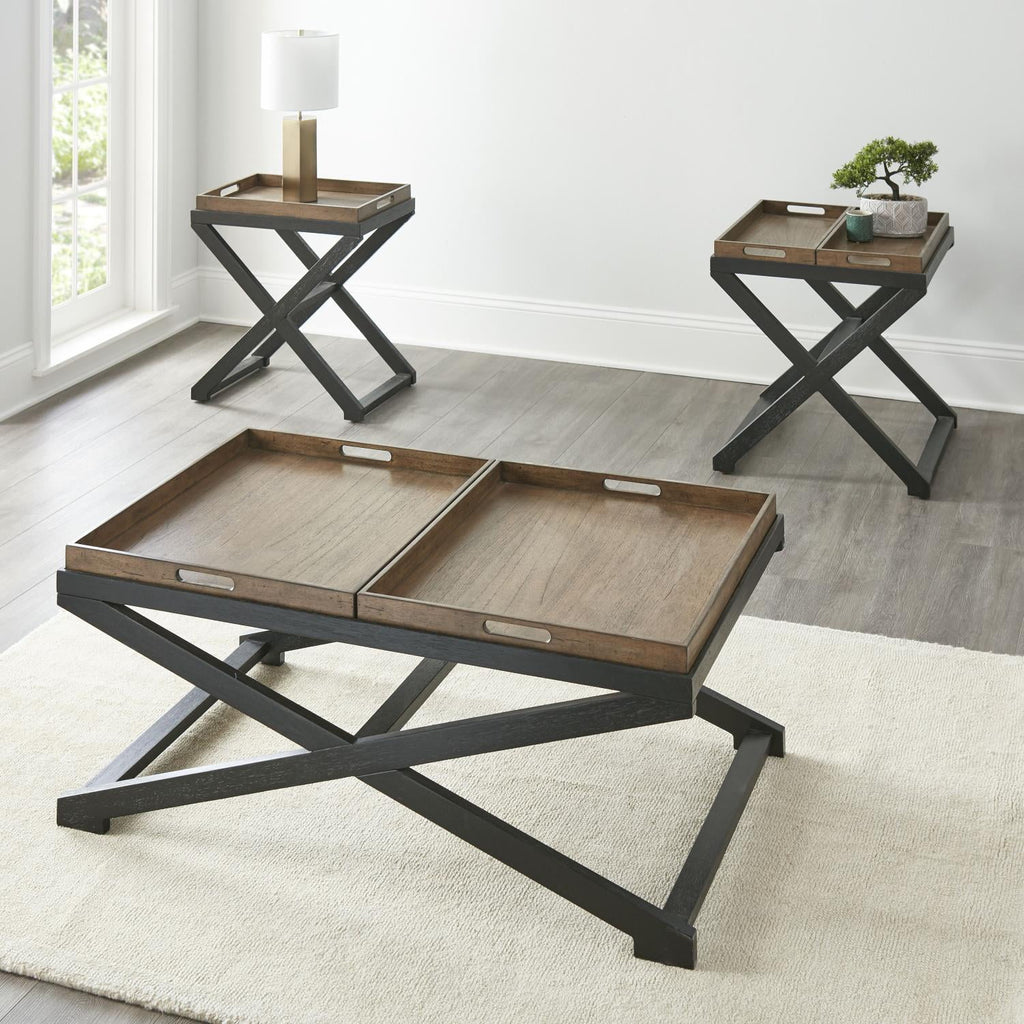 Walnut and Ebony Solid Wood Chairside Table Q805639