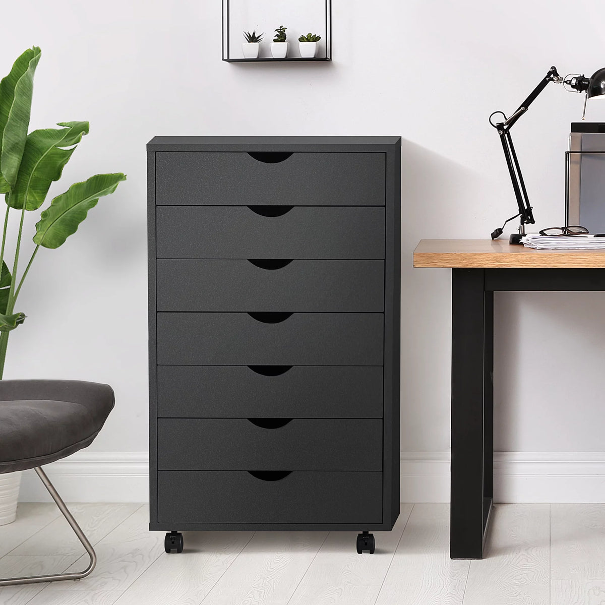 Black 7 Drawer Wood Dresser Y146156