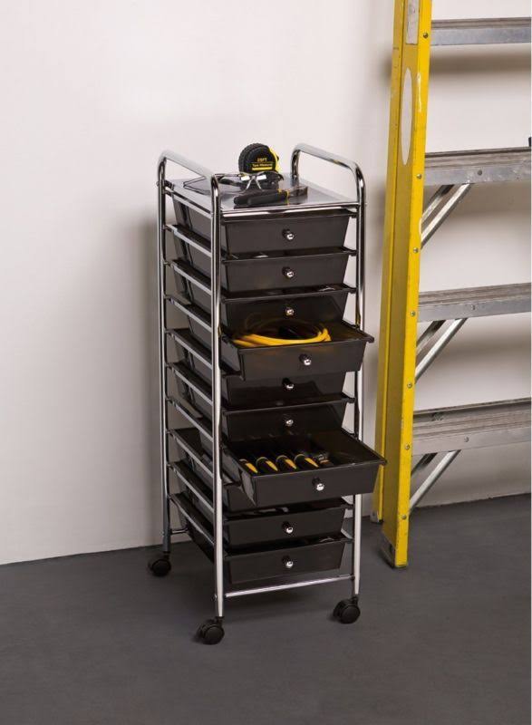 10 Drawer Organizer Cart Black H166013