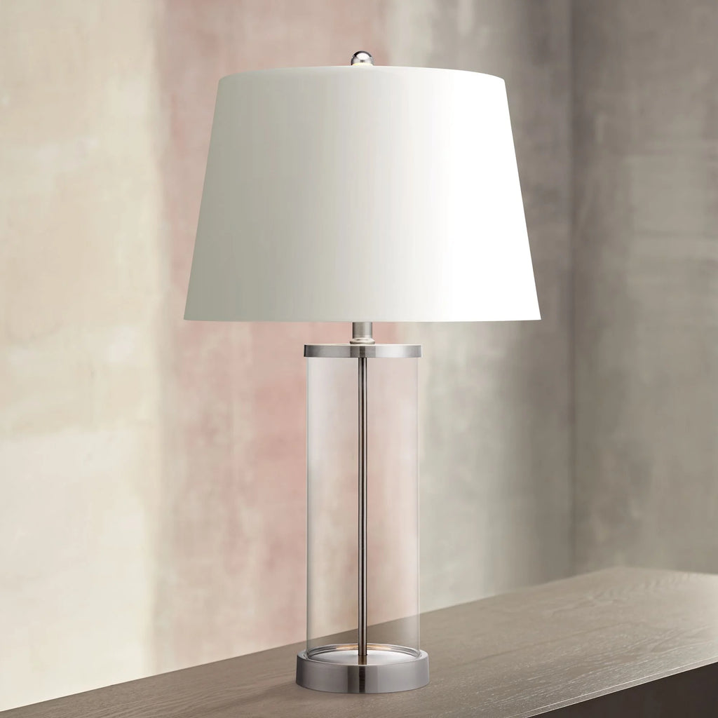 Set of 2 Clear Glass Fillable Steel Table Lamps G717904