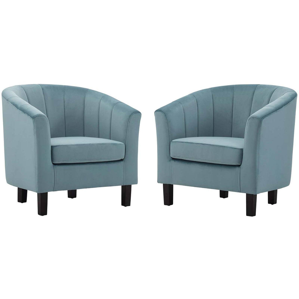 Light Blue Performance Velvet Armchair Set of 2 Q80584