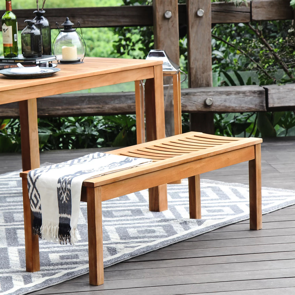 Solid Teak Wood Outdoor Backless Bench I7477