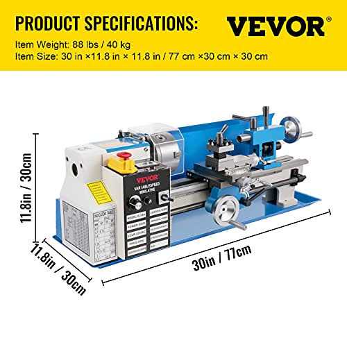 Mini Metal Lathe 7x14 Benchtop 550W Variable Speed Metal Lathe E21099