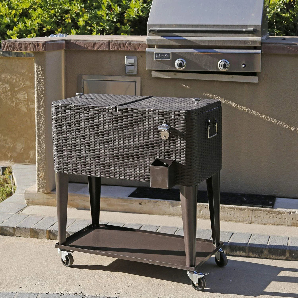 80 Quart Rolling Cooler Ice Chest Cart with Wheels Q8874