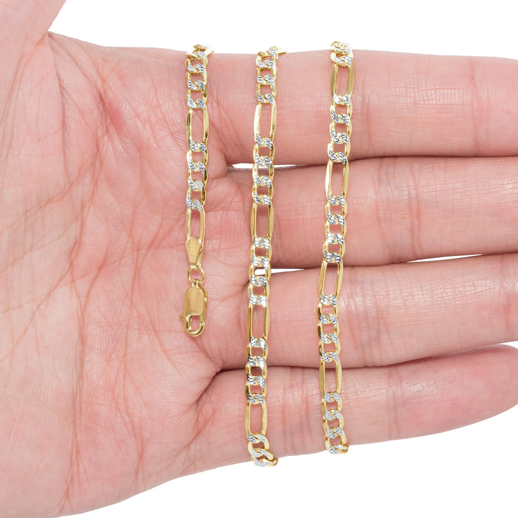 10k Yellow Gold Figaro Chain Pendant Necklace 16" - 30" T919580