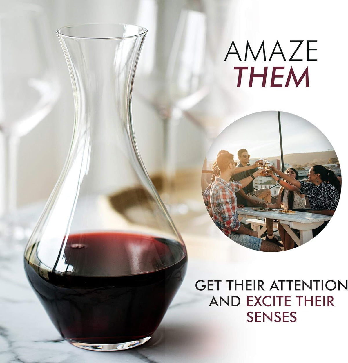 50oz Clear Glass Wine Decanter Carafe, Pack of 2 R1051