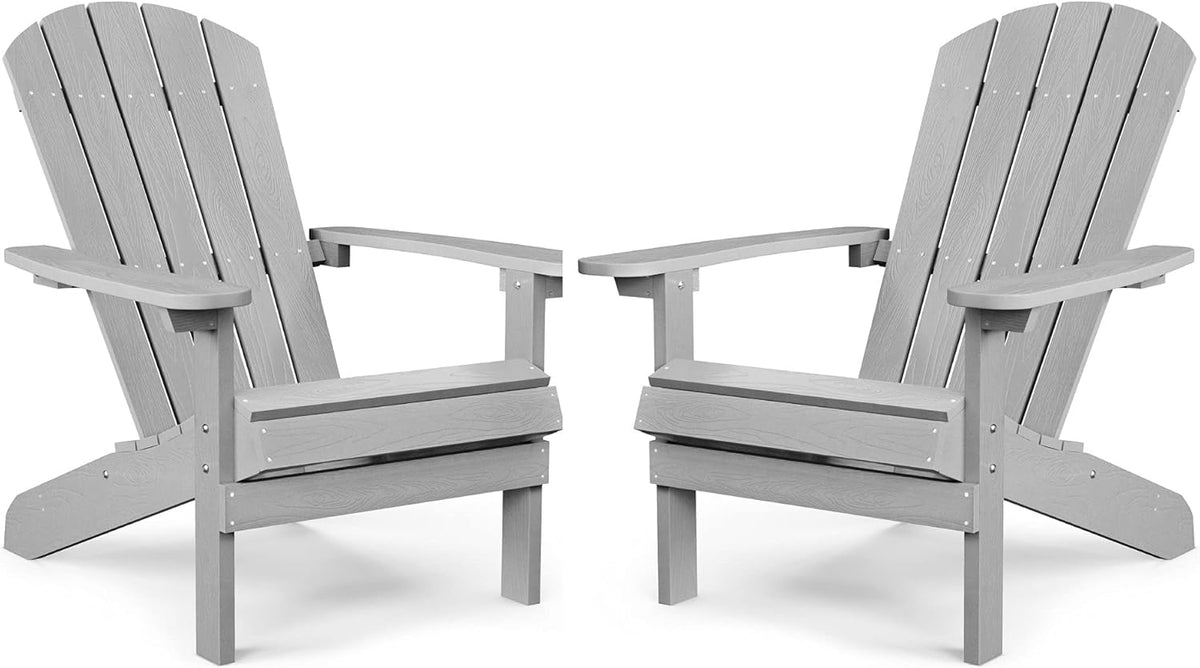 Grey Plastic Adirondack Chairs Set of 2 H839