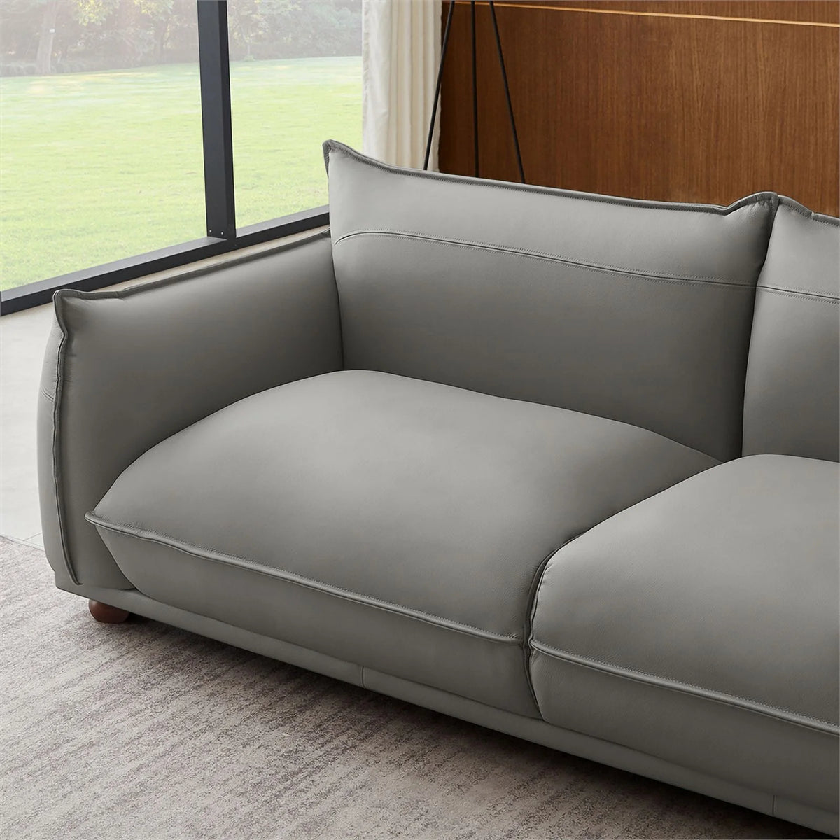 Gray Leather Living Room Couch F99673