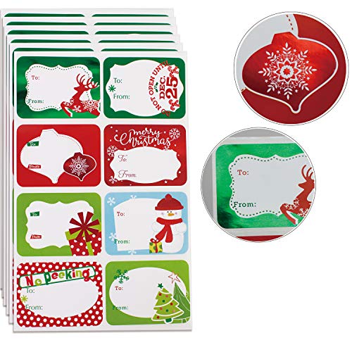 80 Count Foil Christmas Tag Stickers M725