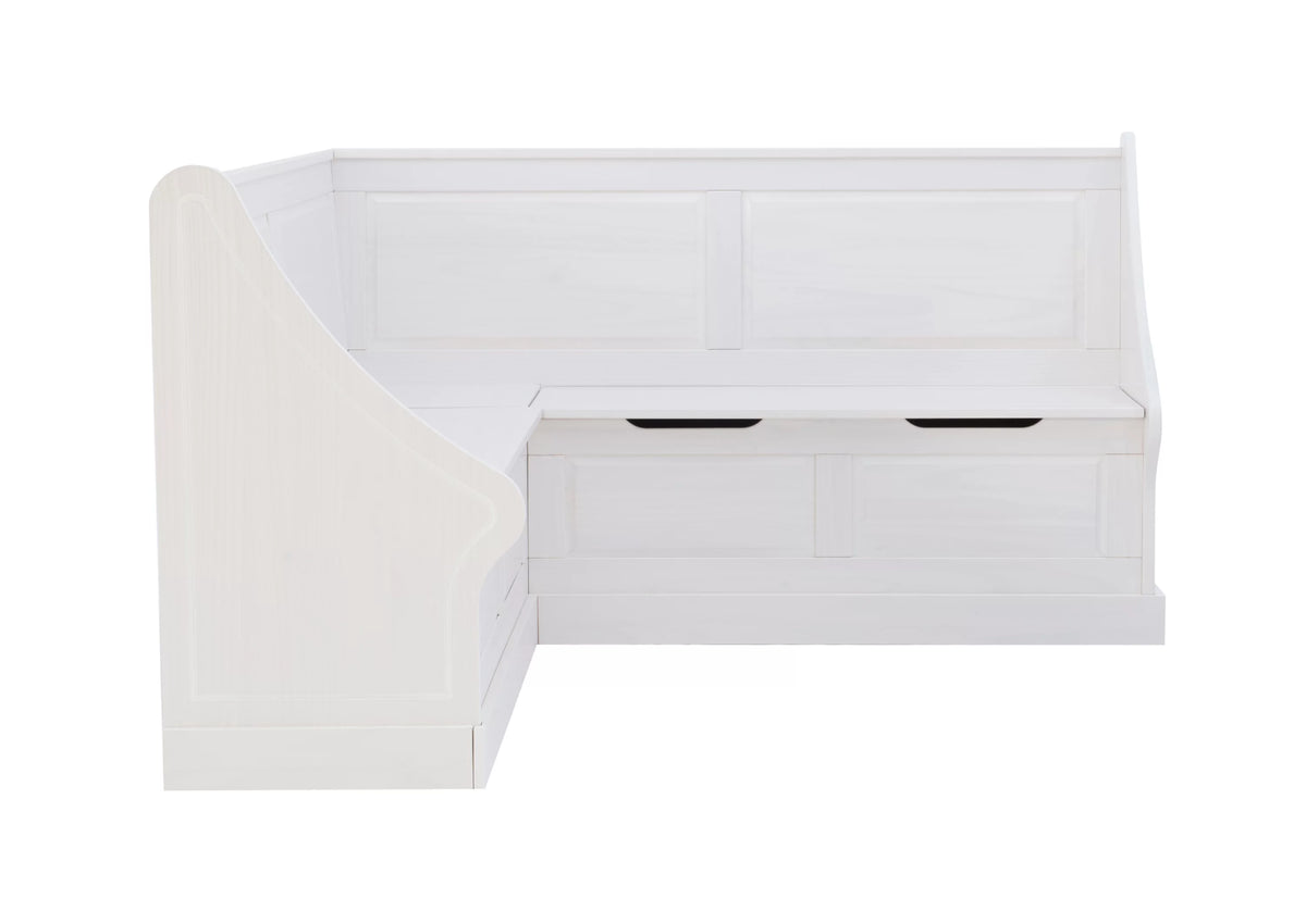 Backless Corner Dining Nook with Storage, Seats 4, Natural and White Q819453
