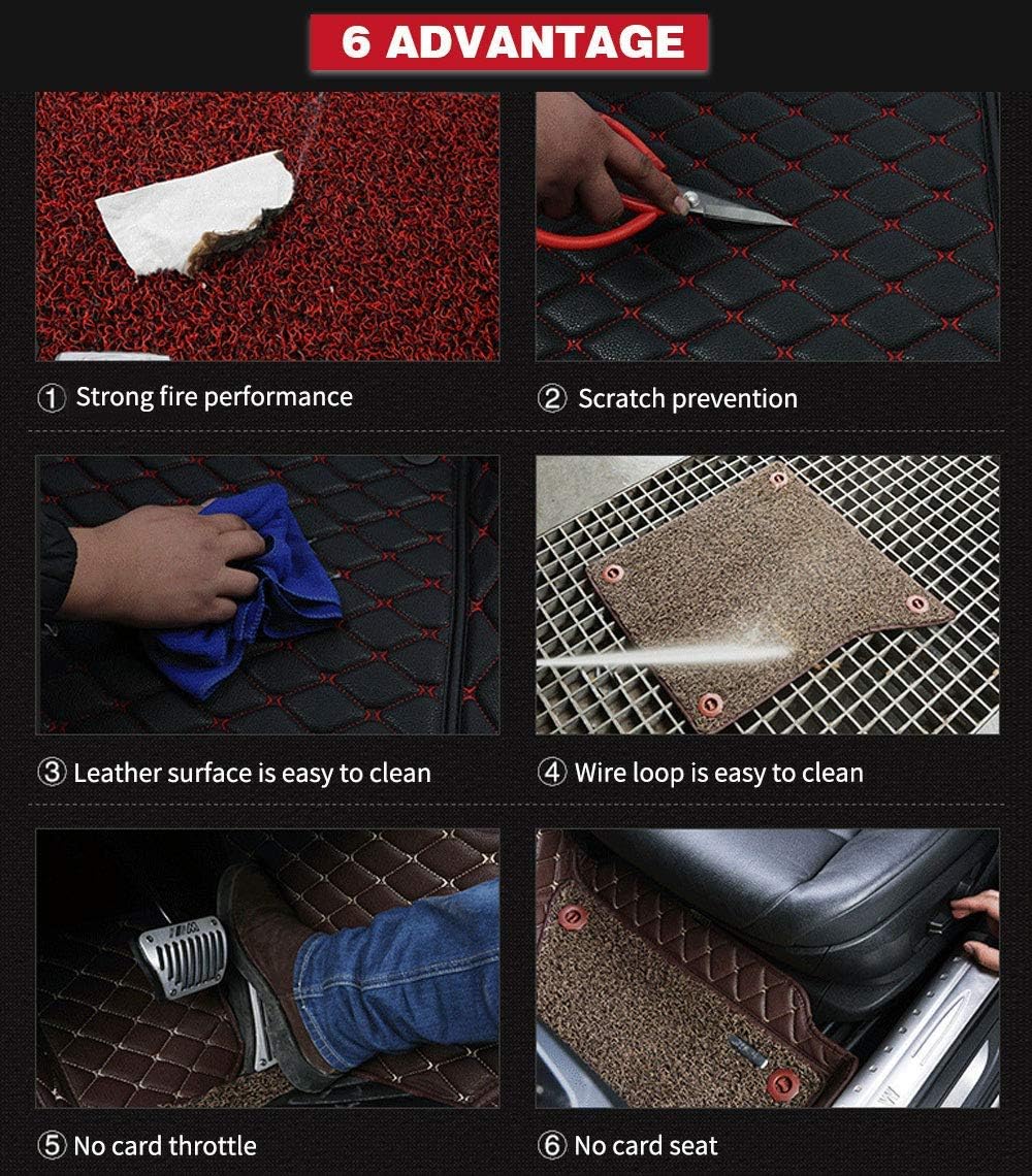 Black with Beige Stitching XPE Leather Car Floor Mats V169