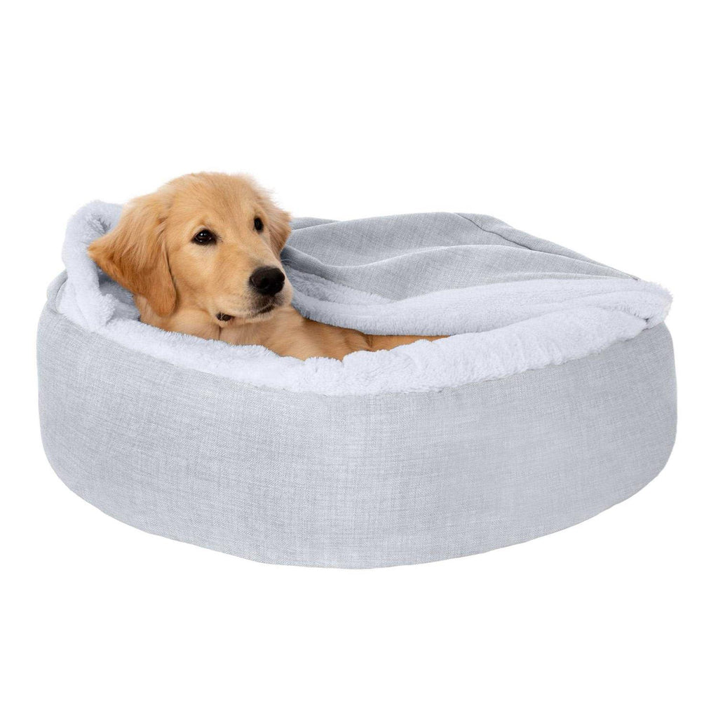 Plush & Performance Linen Hooded Donut Pet Bed Q4349