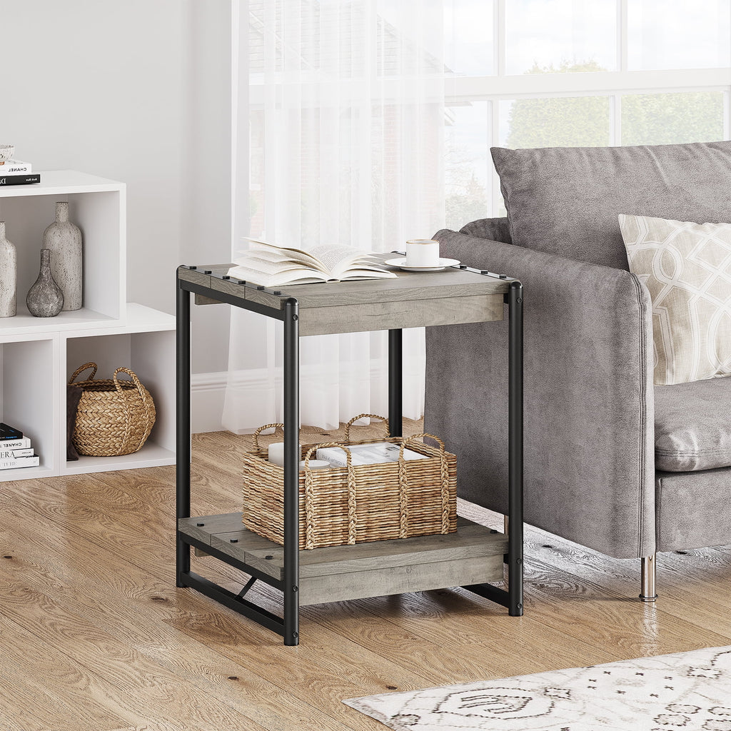 Grey Wood End Table with Storage Shelf G481990