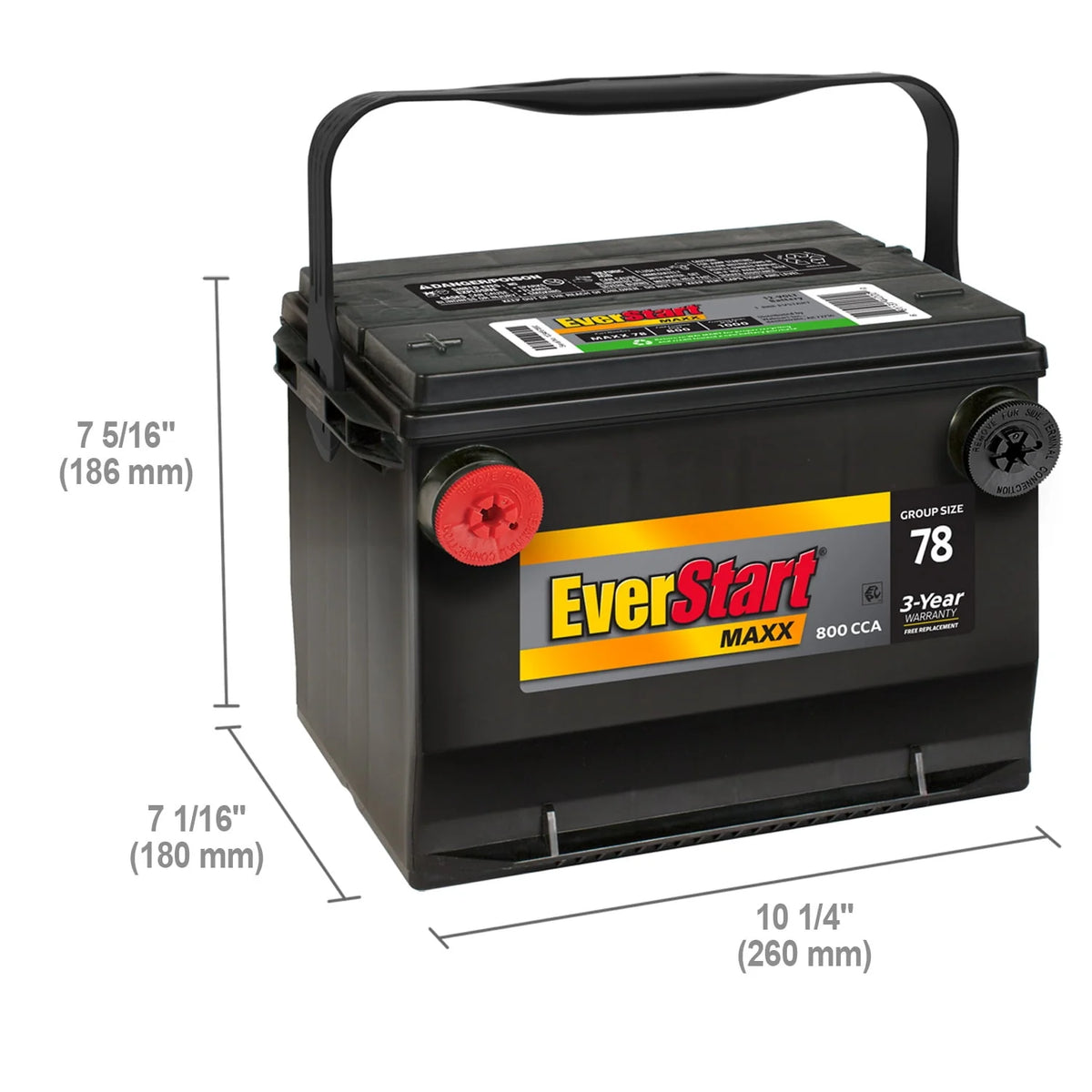 Lead Acid Automotive Battery, Group Size 78 12 Volt, 800 CCA F882