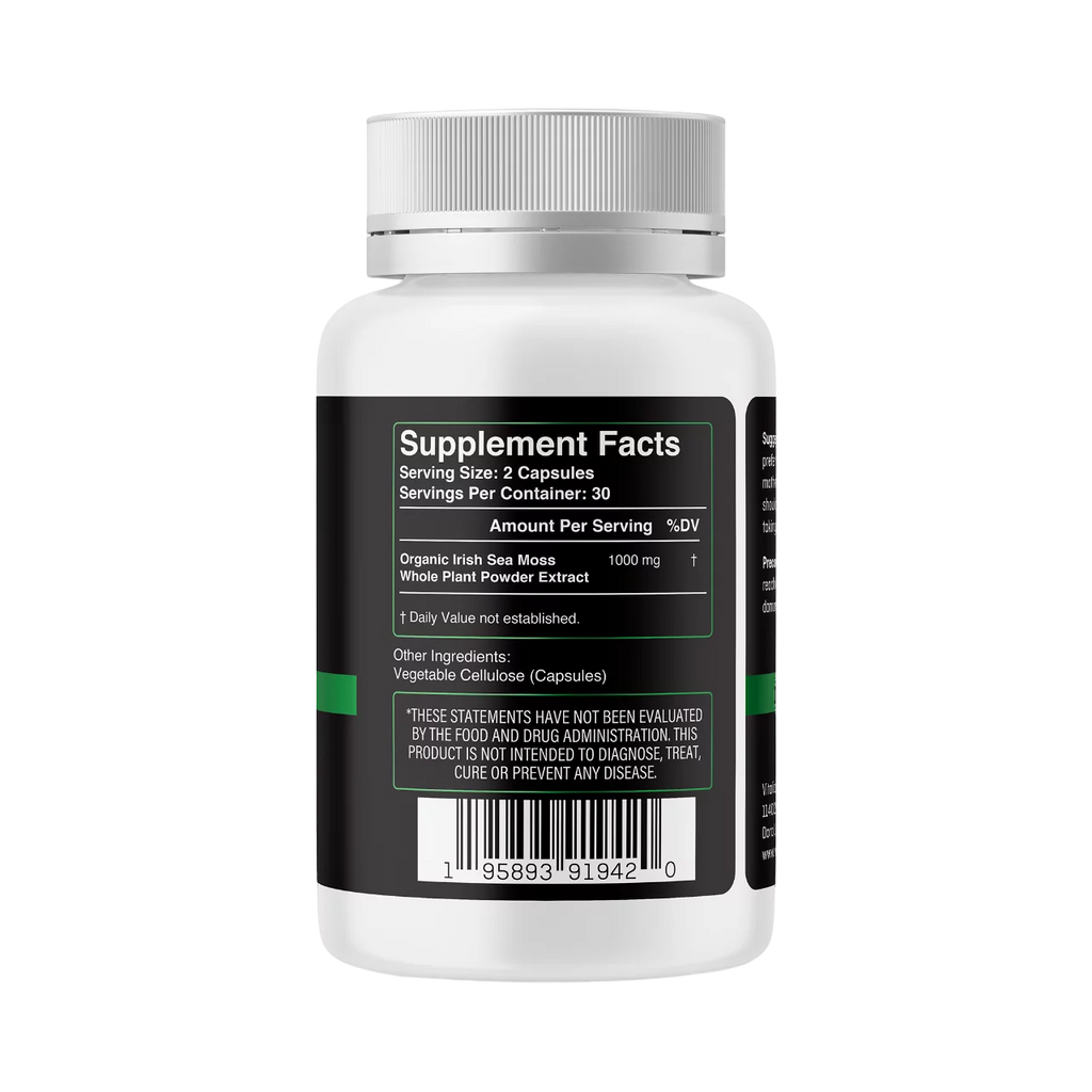 Organic Wildcrafted Irish Sea Moss Vegan Capsules A3036
