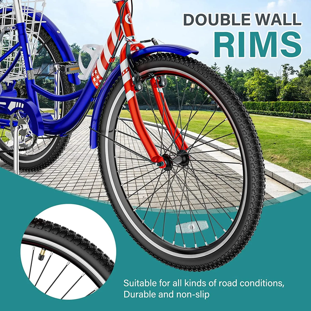 20/24/26 inch Adult Tricycle 3 Wheel Bike with Cargo Basket U2703