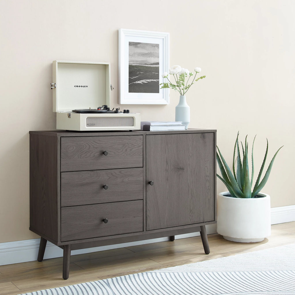 Gray 3 Drawer Engineered Wood Media Console Table N364