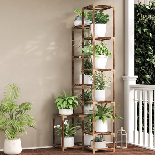 10 Tier Tall Corner Wood Plant Stand Shelf C239360