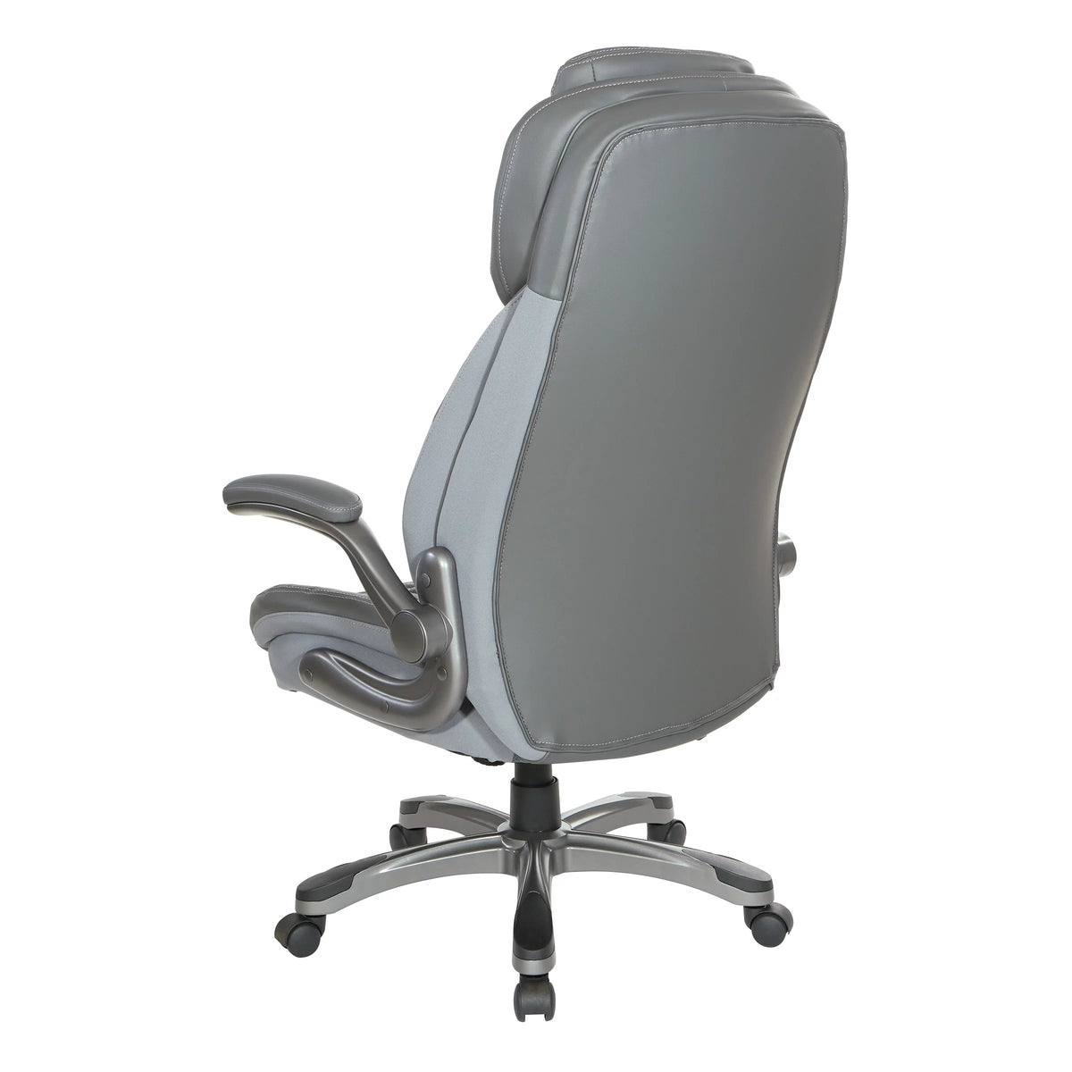 High Back Chair with Grey Bonded Leather and Flip Arms G250