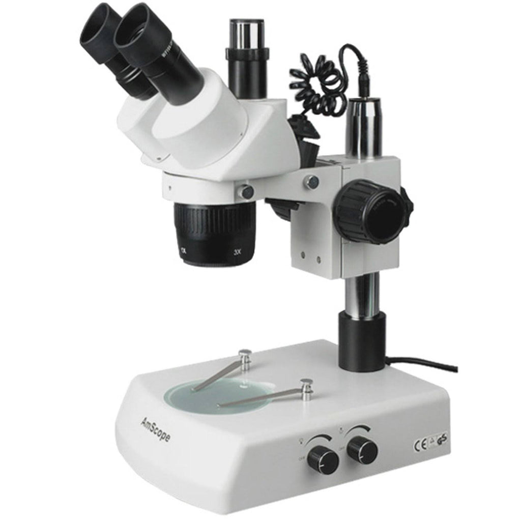 Trinocular Stereo Microscope, WH10x Eyepieces, 20x/40x/80x Magnification, 2x/4x Objective, Upper and Lower Halo L7747