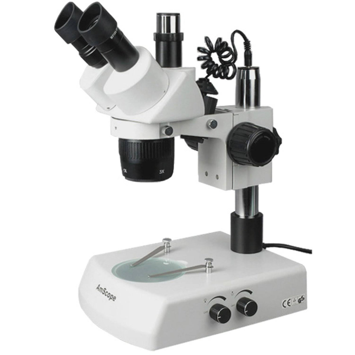 Trinocular Stereo Microscope, WH10x Eyepieces, 20x/40x/80x Magnification, 2x/4x Objective, Upper and Lower Halo L7747