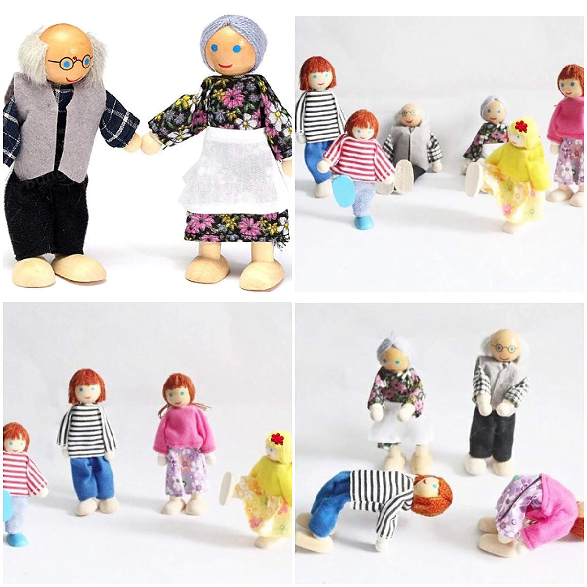 Wooden Dolls Playset Set of 7-Piece N92363