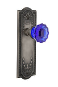 Antique Pewter Crystal Cobalt Glass Door Knob J4070