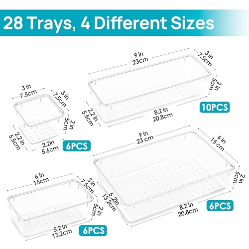 66 PCS Clear Plastic Drawer Organizer Bins R25069