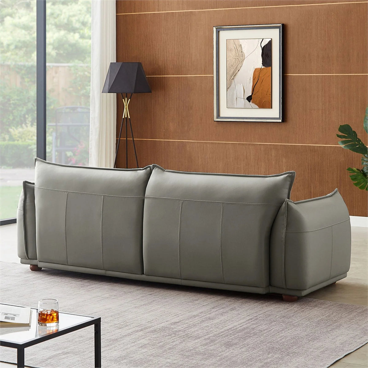 Gray Leather Living Room Couch F99673