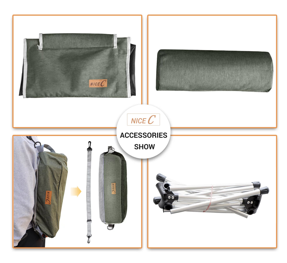 Ultralight High Back Folding Camping Chair with Headrest and Carry Bag, 2 Pack E678225
