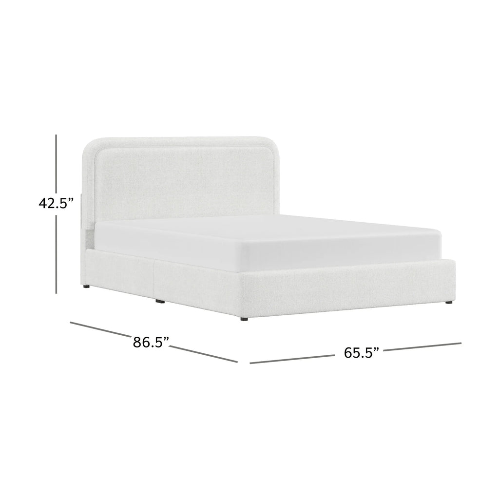 Queen Boucle Platform Bed Y85793