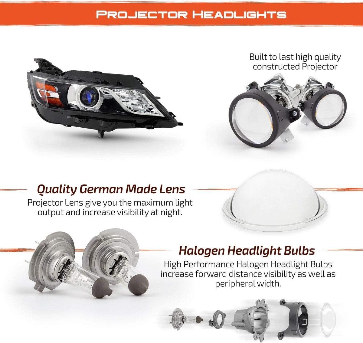 Projector Black Headlight Passenger Right J9909