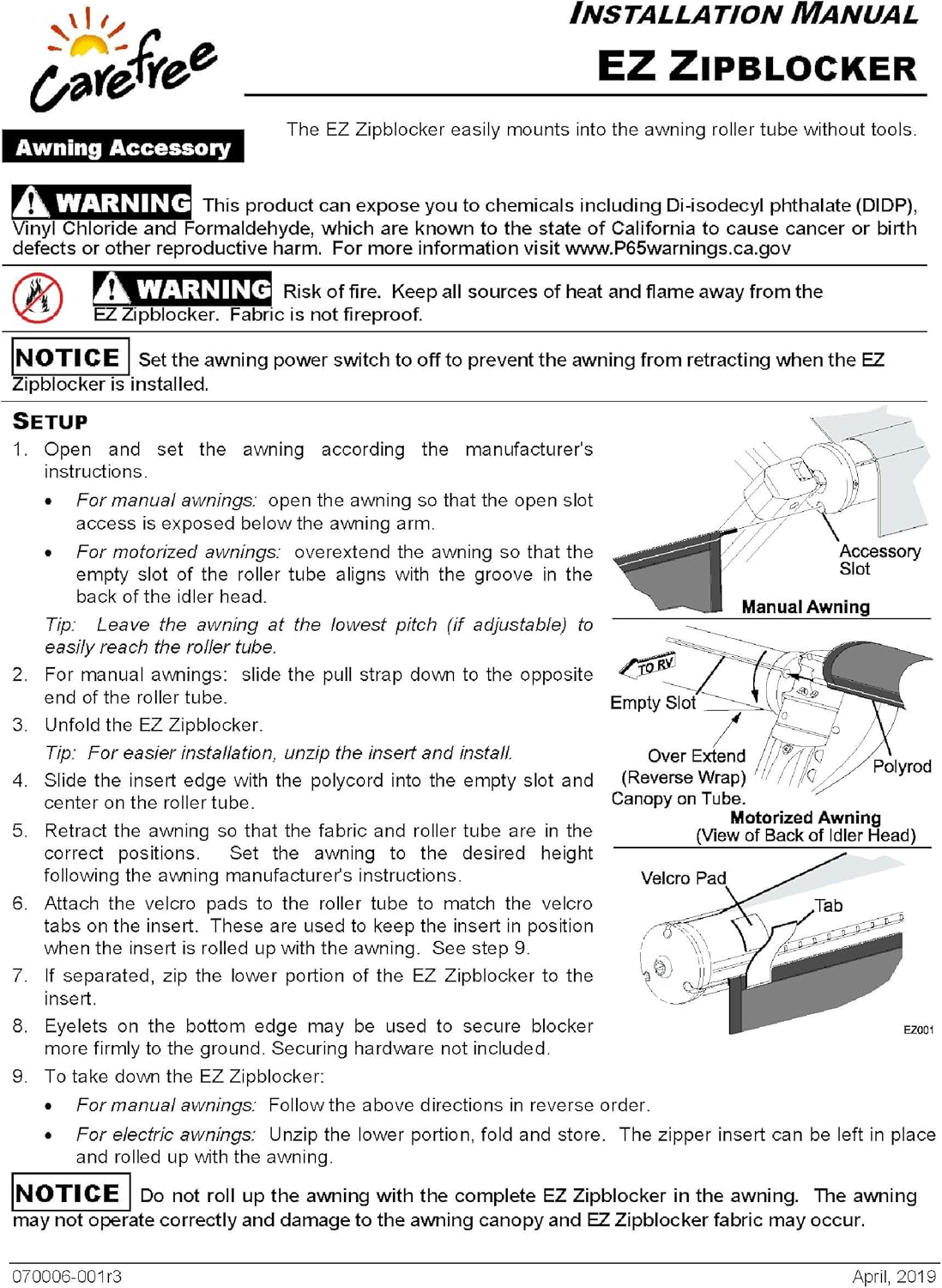 Black 15' x 9' Drop RV Awning J3250