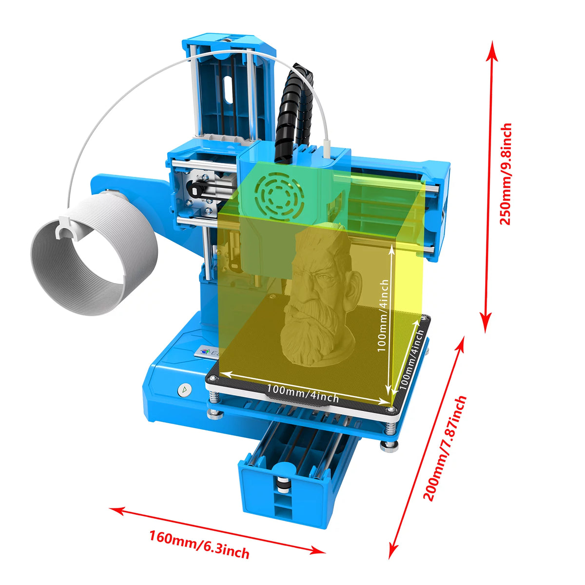 Mini 3D Printer 100x100x100mm Print Size J58119