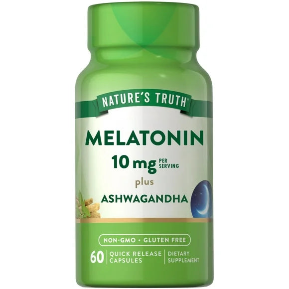 10 mg Melatonin Plus Ashwagandha 60 Quick Release Capsules E1755