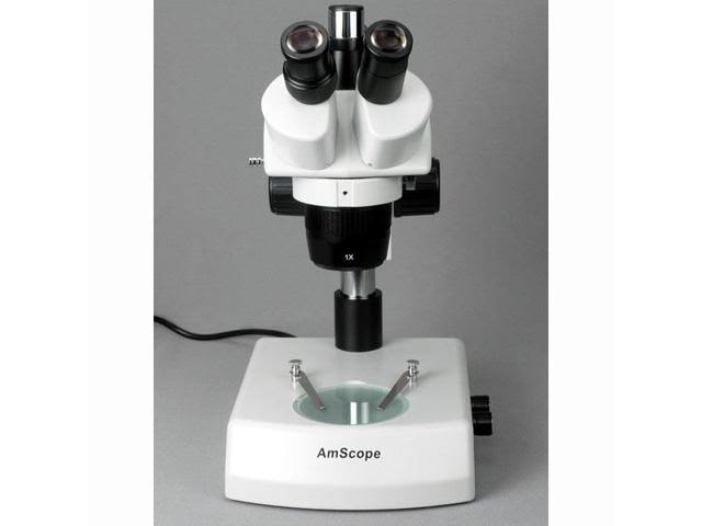 Trinocular Stereo Microscope, WH10x Eyepieces, 20x/40x/80x Magnification, 2x/4x Objective, Upper and Lower Halo L7747