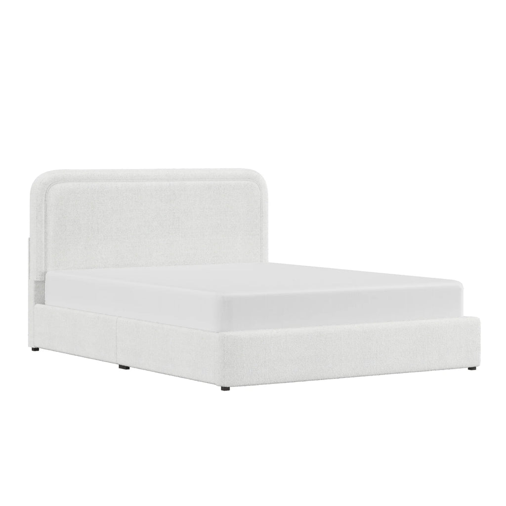 Queen Boucle Platform Bed Y85793