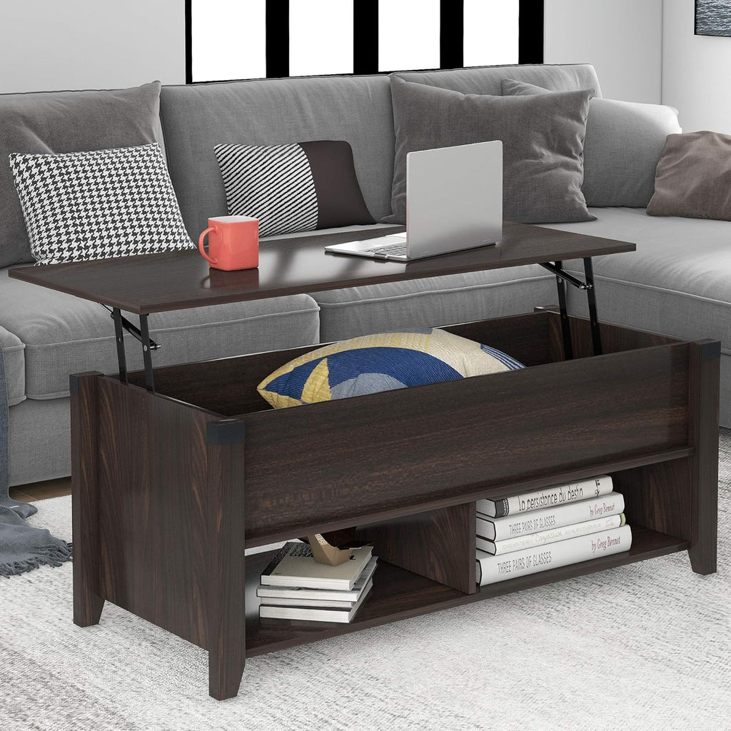 Gray Wood Coffee Table with Drawer and Storage Shelf P497719