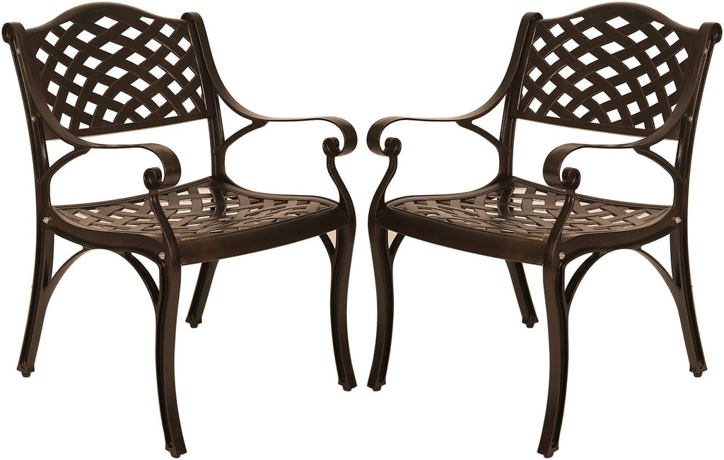 2 Piece Cast Aluminum Outdoor Bistro Dining Chair Set Antique Bronze C617095