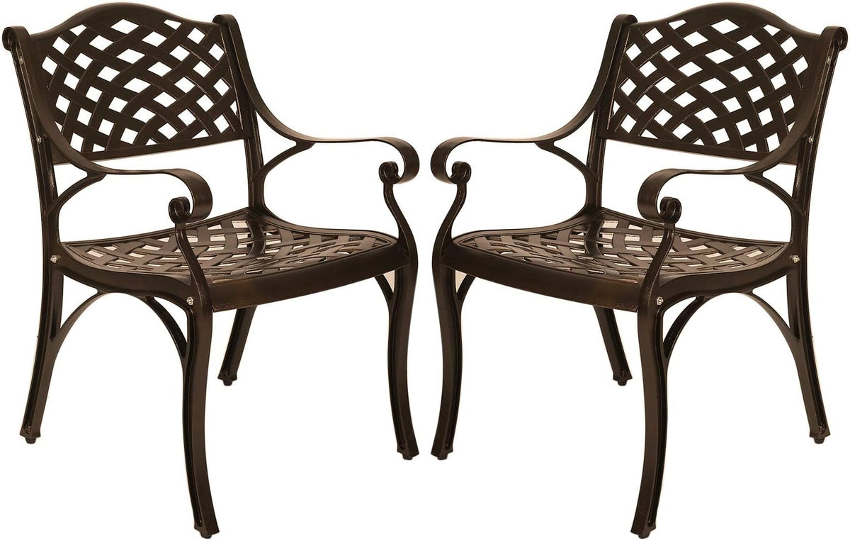 2 Piece Cast Aluminum Outdoor Bistro Dining Chair Set Antique Bronze C617095