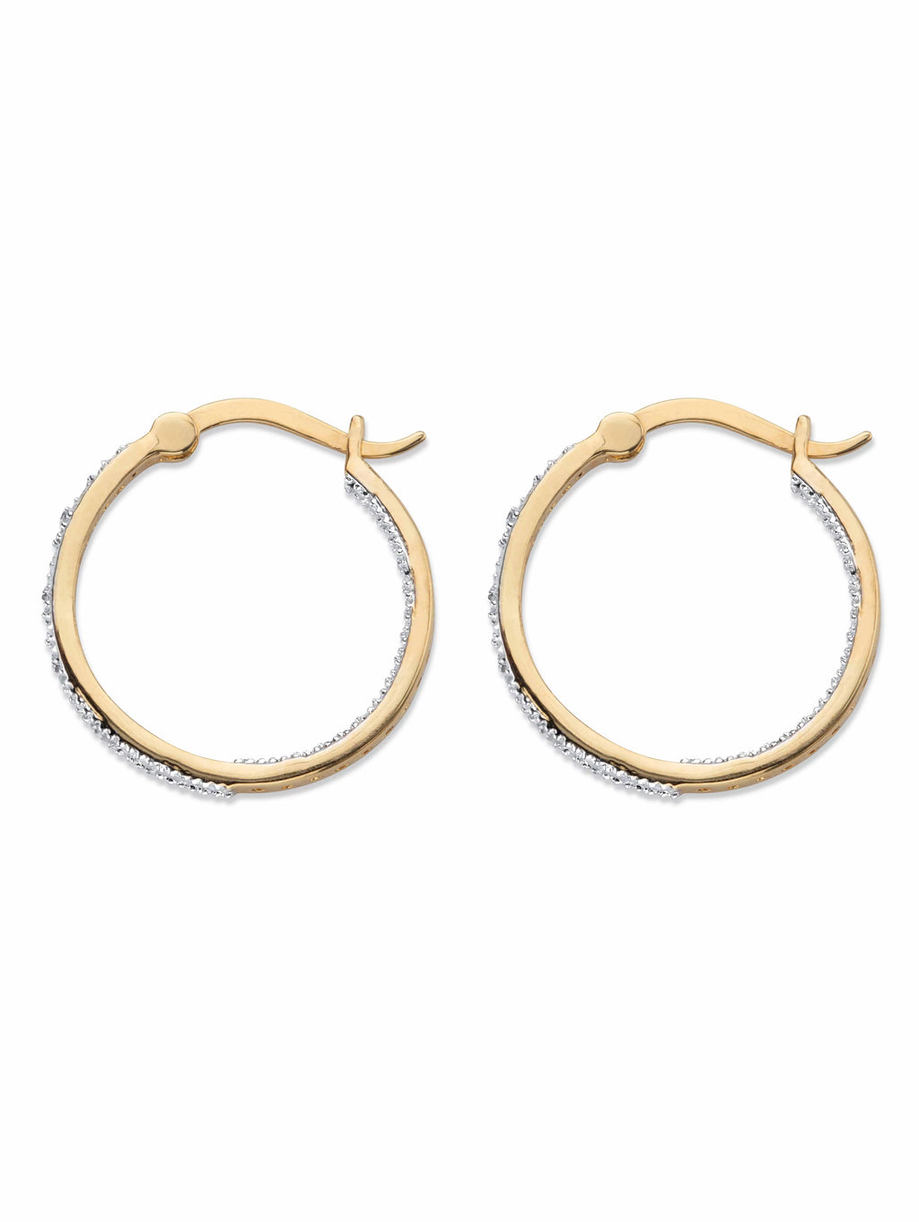 Round Diamond Accent Inside-Out Hoop Earrings 1/10 TCW Gold-Plated 7/8" D369716