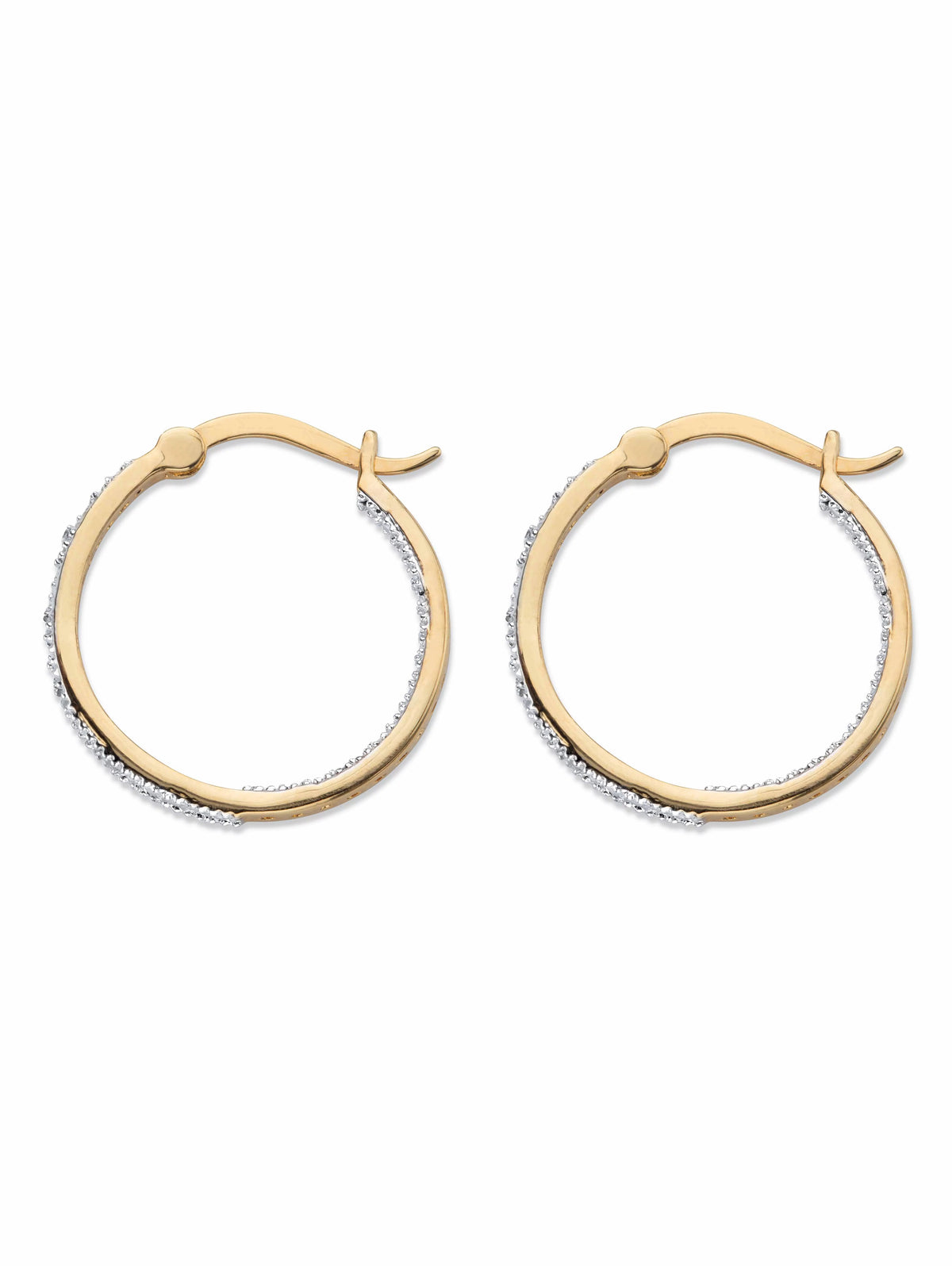 Round Diamond Accent Inside-Out Hoop Earrings 1/10 TCW Gold-Plated 7/8" D369716