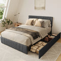 Full Bed Frame with 4 Storage Drawers Dark Grey K453