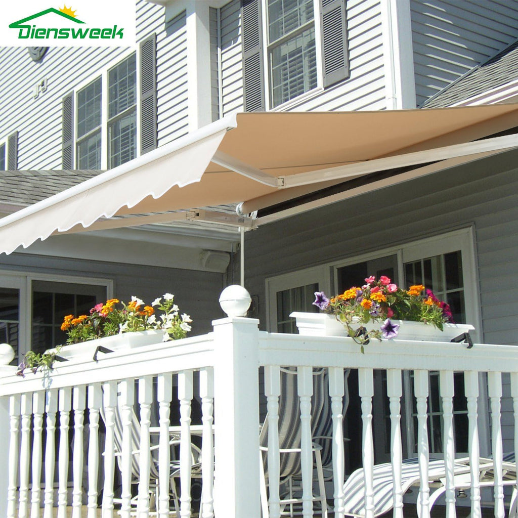 Retractable 12'x10' Beige Patio Awning Canopy H332