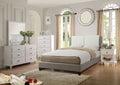 White and Grey Queen Size Bed 4pc Set with Dresser Mirror Nightstand Z443