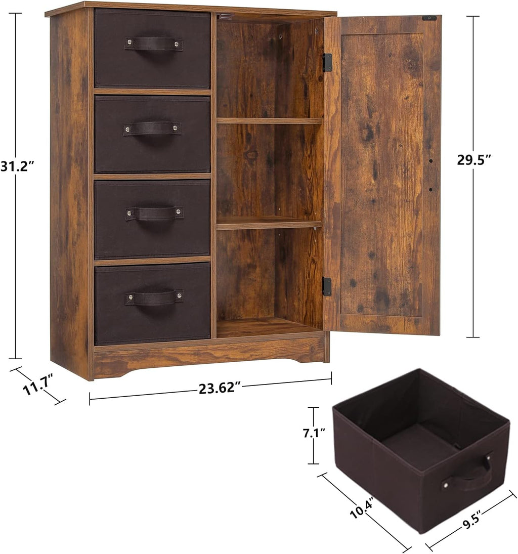 Rustic Brown Storage Cabinet with 4 Removable Drawers and 1 Door N687065
