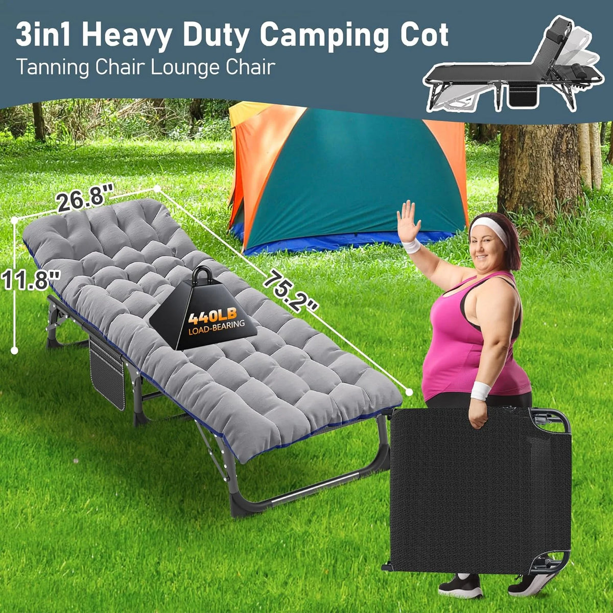 5-Position Adjustable Folding Lounge Chair S857444