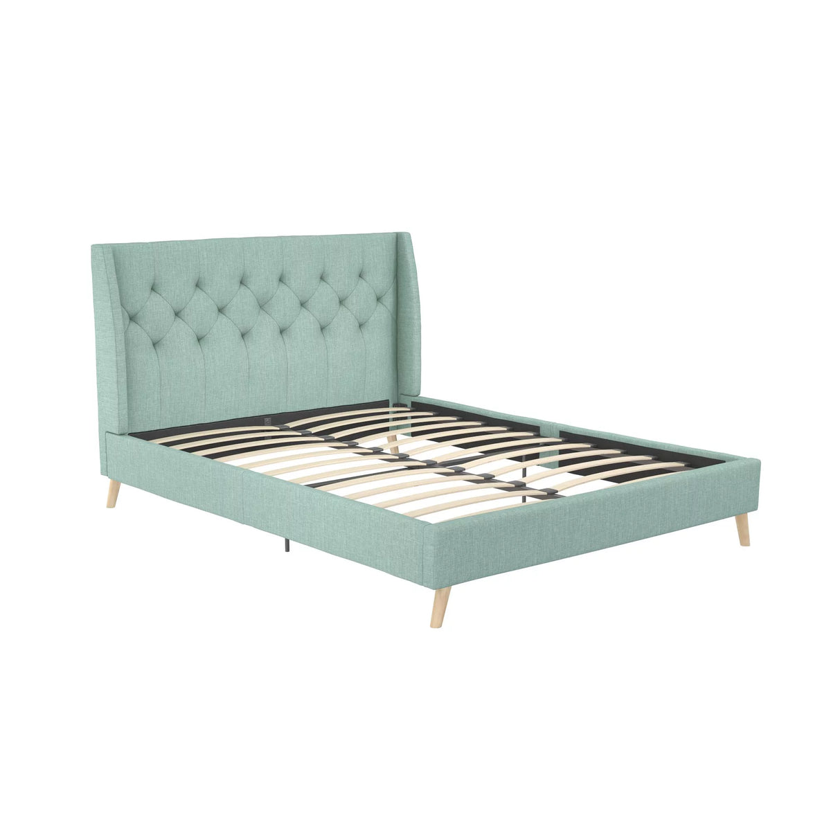 Queen Light Green Linen Tufted Upholstered Bed Frame F898
