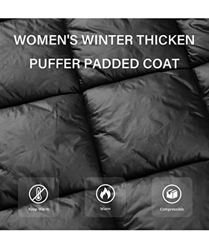 Women Long Heavy Puffer Coat Diamond Quilted Thermal Thicken Winter Parka Windproof Jacket with Hood V92093
