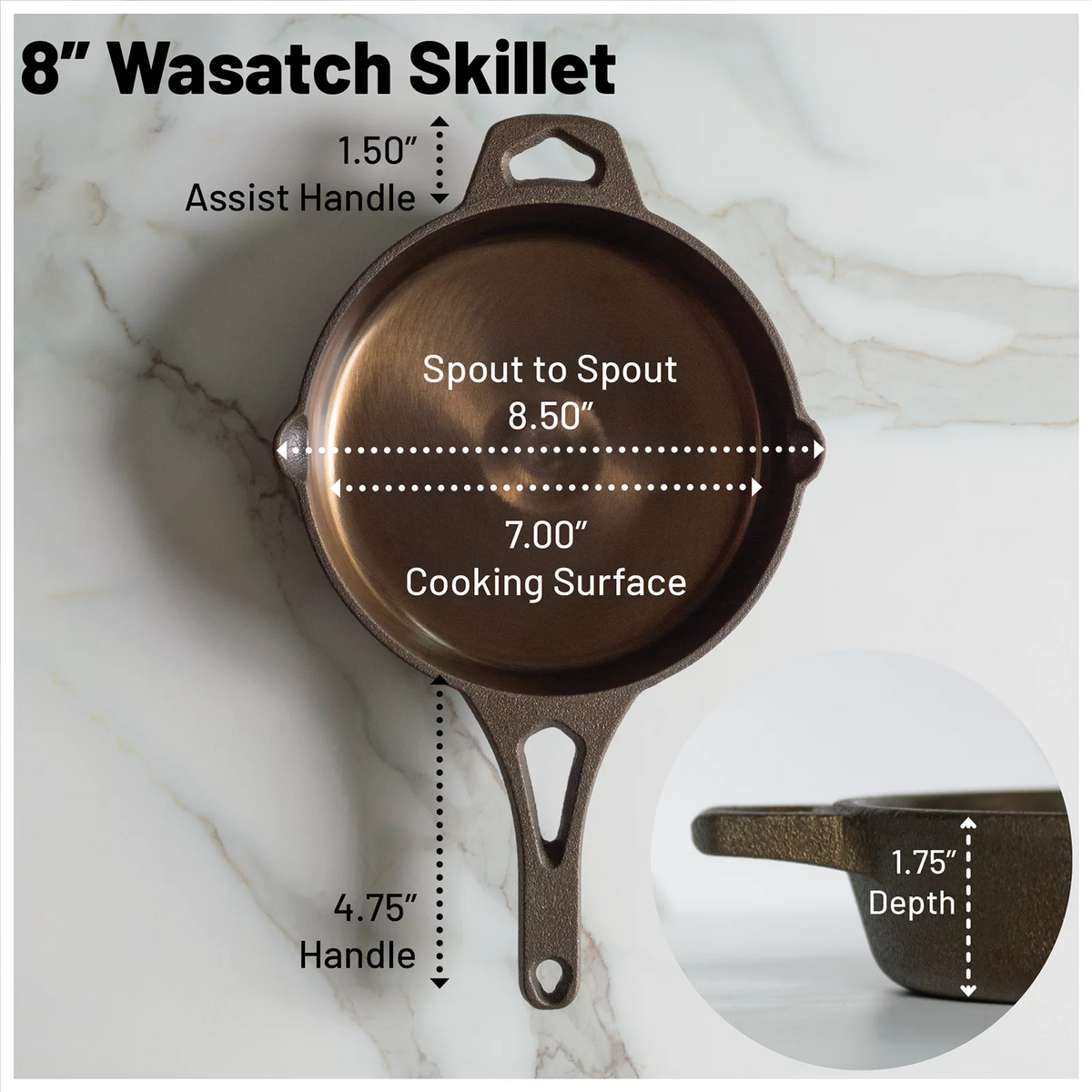 8 Inch Pre-Seasoned Round Cast Iron Skillet Q8103